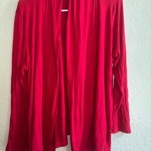 Women's Red Open Front Cardigan